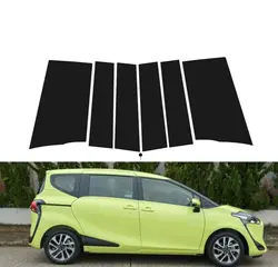 6Pcs Glossy Black Pillar Posts Fit For Toyota Sienta XP170 2016 -2023 Window Door Stickers Trim Cover Column Decoration Styling