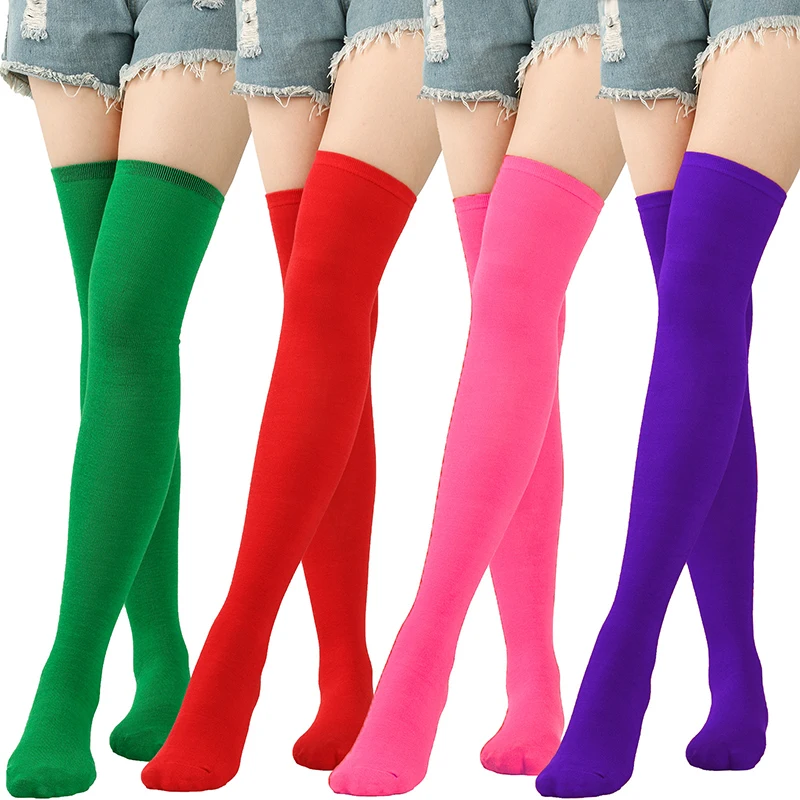 New Christmas Socks Striped Long Socks Knee Thigh High Socks School Girls Halloween JK Uniform Christmas Cosplay Accessories