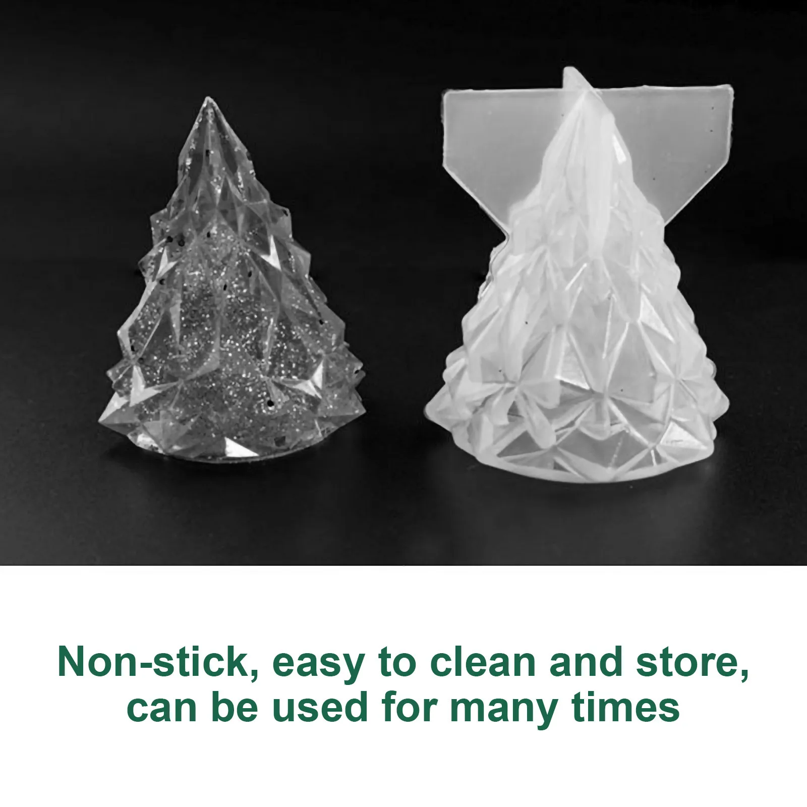 

2Pcs 3D Christmas Tree Silicone Mold DIY Epoxy Resin Molds for Night Light Desktop Ornament Xmas Tree Table Lamp Creative