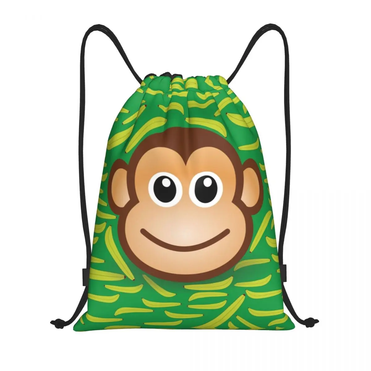 Custom Curious George Cartoon Drawstring Tas Vrouwen Mannen Lichtgewicht Aap Lachend Met Banaan Sport Gym Opslag Rugzak