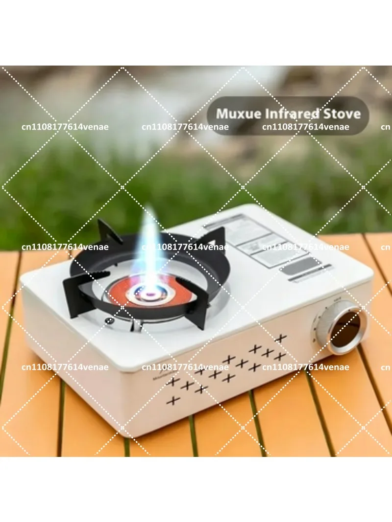 Portable White Camping Stove with Griddle Top, Compact Outdoor Stove for Picnics, Camping, and Family Gatherings