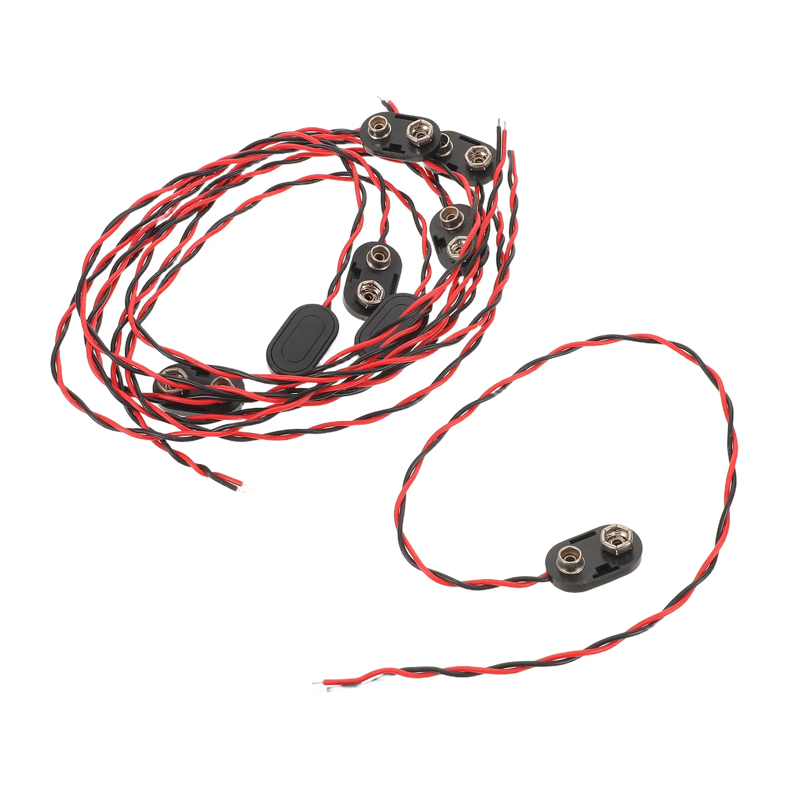 

8Pcs 9V Clip Wire Connectors I-Type Hard Plastic Housing Snap Buckle 300Mm Wire Adapter for Pickup Box