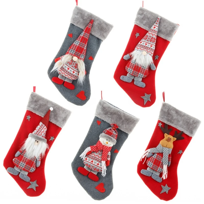 

Christmas Stocking, Party Holiday Decor Nonwoven Stocking Socks Decors Christmas Ornaments Large Size Candy Gifts Bag N7YF