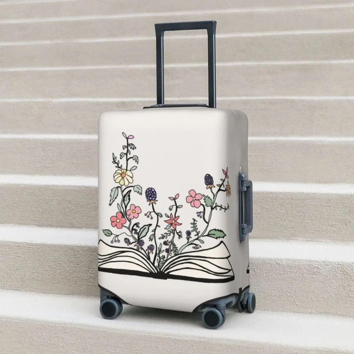 Flowers Growing From Book Suitcase Cover Plants Practical Cruise Trip Protection Luggage Accesories Flight Xmas Gift