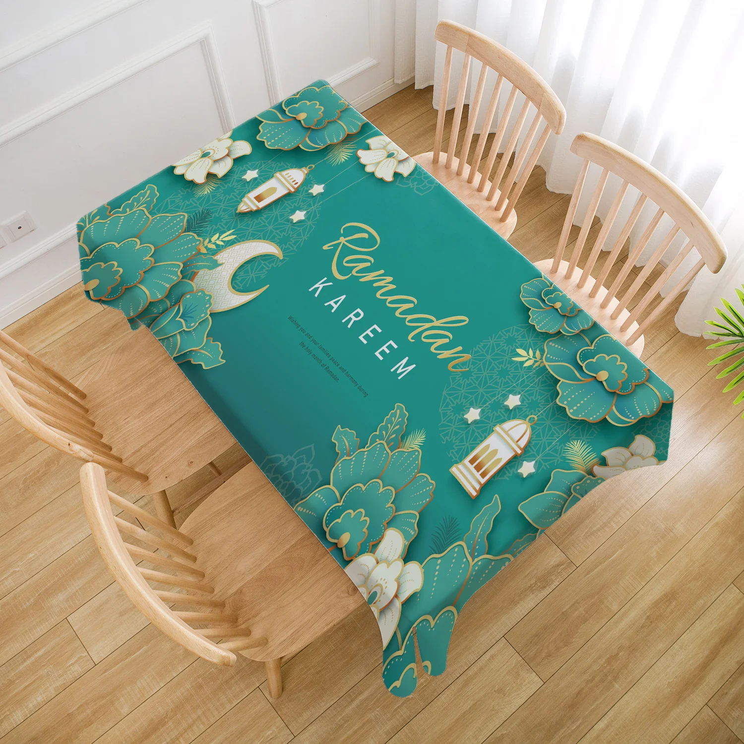 Eid Mubarak Ramadan Rectangle Tablecloth Holiday Party Decorations Kareem Islamic Muslim Kitchen Dining Ramadan Decorations 2024