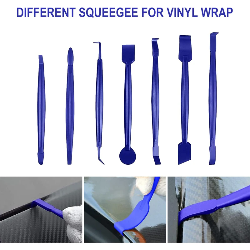 10/12Pcs Car Film Vinyl Wrap Tool Kit Window Tint Felt Squeegee Edge Trimmer Plastic Scraper Magnetic Holders Car Wrapping Tools