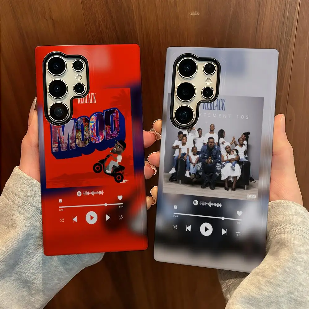 

K-KeBlack Phone Case For Samsung S25 Film Shell Luxury GalaxyS24Ultra 23plus S22 21 A56 36 26 16 Double Layer Cover