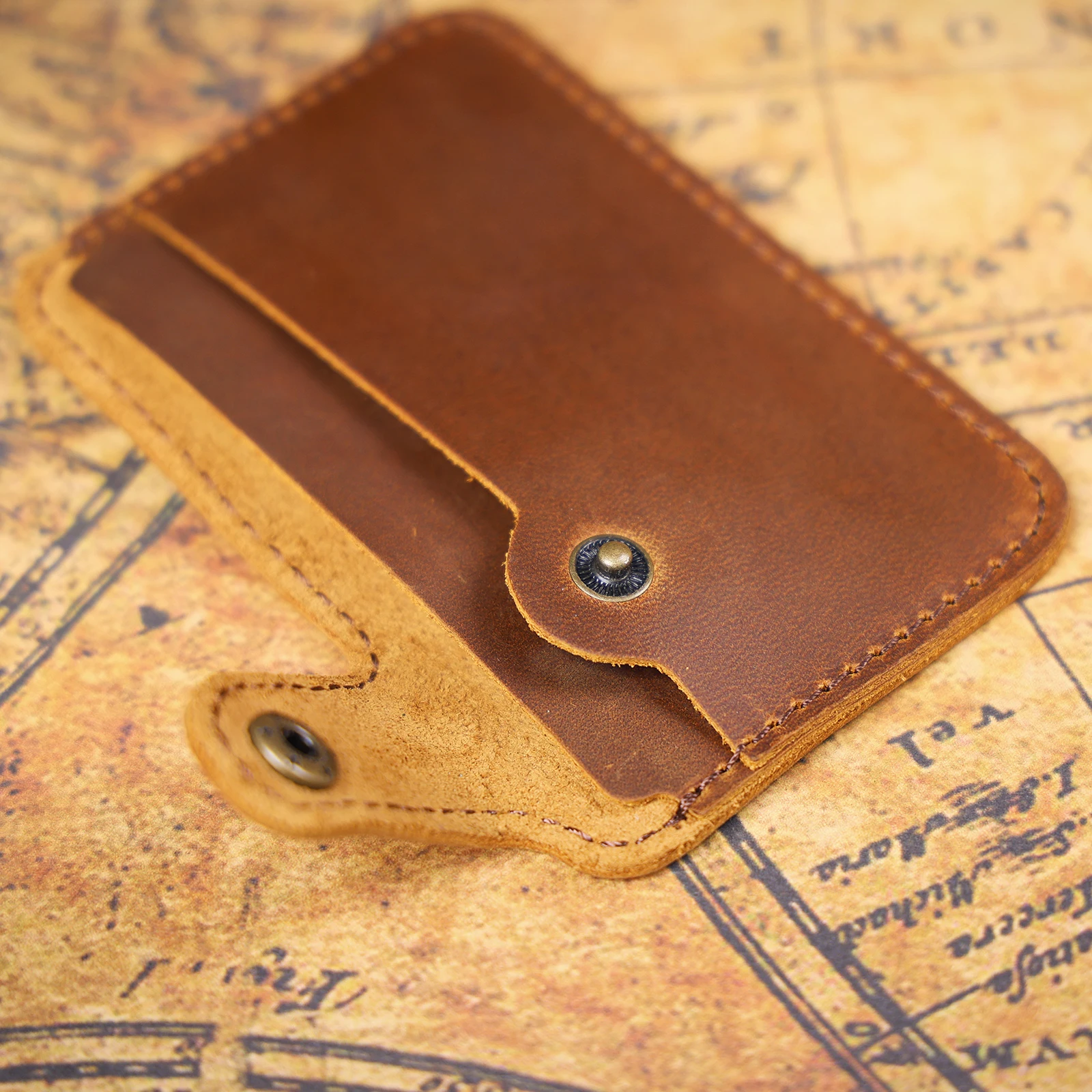 S.WORKER Vintage-Kartenetui aus Vollnarbenleder, Mini-Geldbörse, Retro-Taschenbrieftasche, kleine Tasche für den Alltag – Detail 18