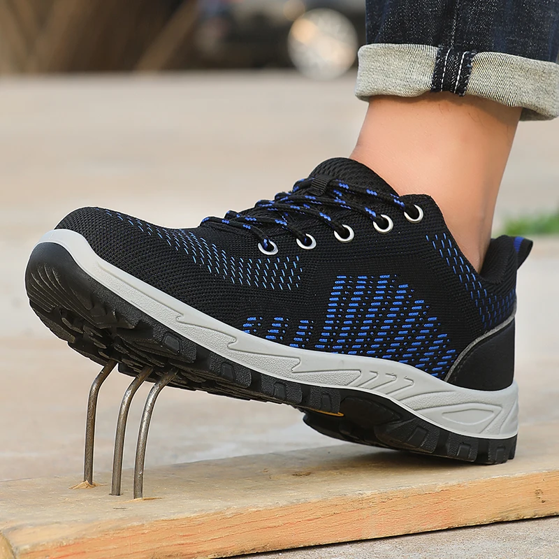 Safety Shoes for Men Women Steel Toe Anti static Anti-smashing Anti-puncture Breathable Upper Comfortable Soft Outdoor Shoes