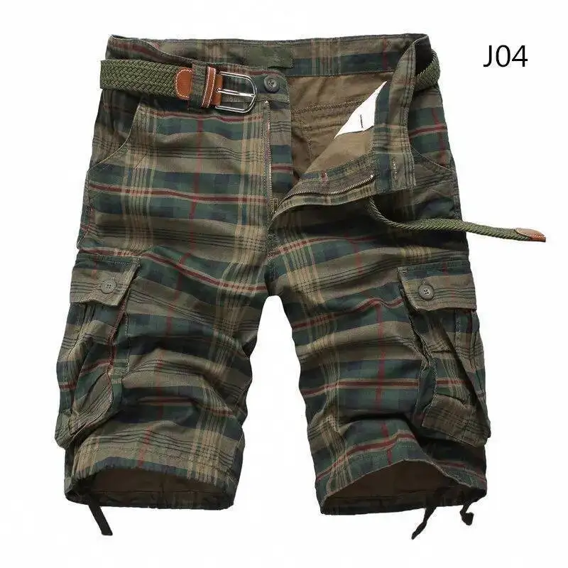 

Men Fashion Plaid Beach Mens Casual Camo Camouflage Shorts Military Short Pants Male Bermuda Cargo Overalls