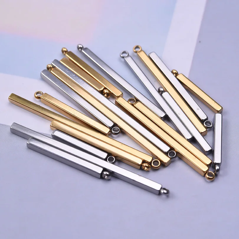 10pcs Three-Dimensional Rectangular Prism Glossy Stainless Steel Charm Pendants For Jewelry Making Earrings Hairpin DIY Pendant