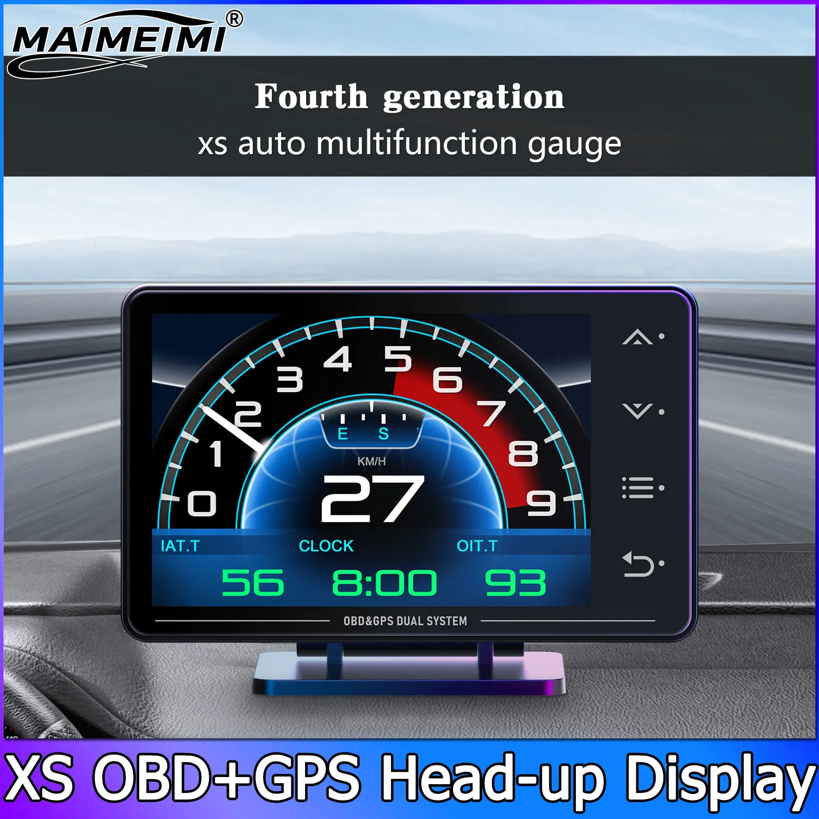 XS OBD+GPS HUD Gauge Car Multi-function Instrument Accelerator Water Temperature Turbocharged Oil Pressure Oil Temperature