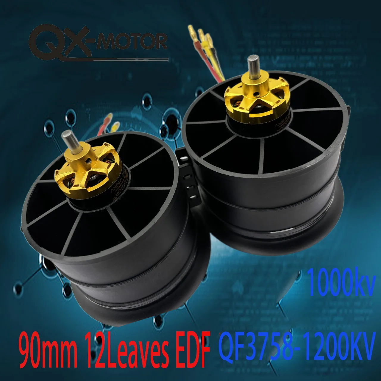 QX-Motor 90mm EDF 12 Blade Catheter Fan  QF3758 1000kv  1200kv CW/ CCW Brushless Motor Remote Control Toy Parts