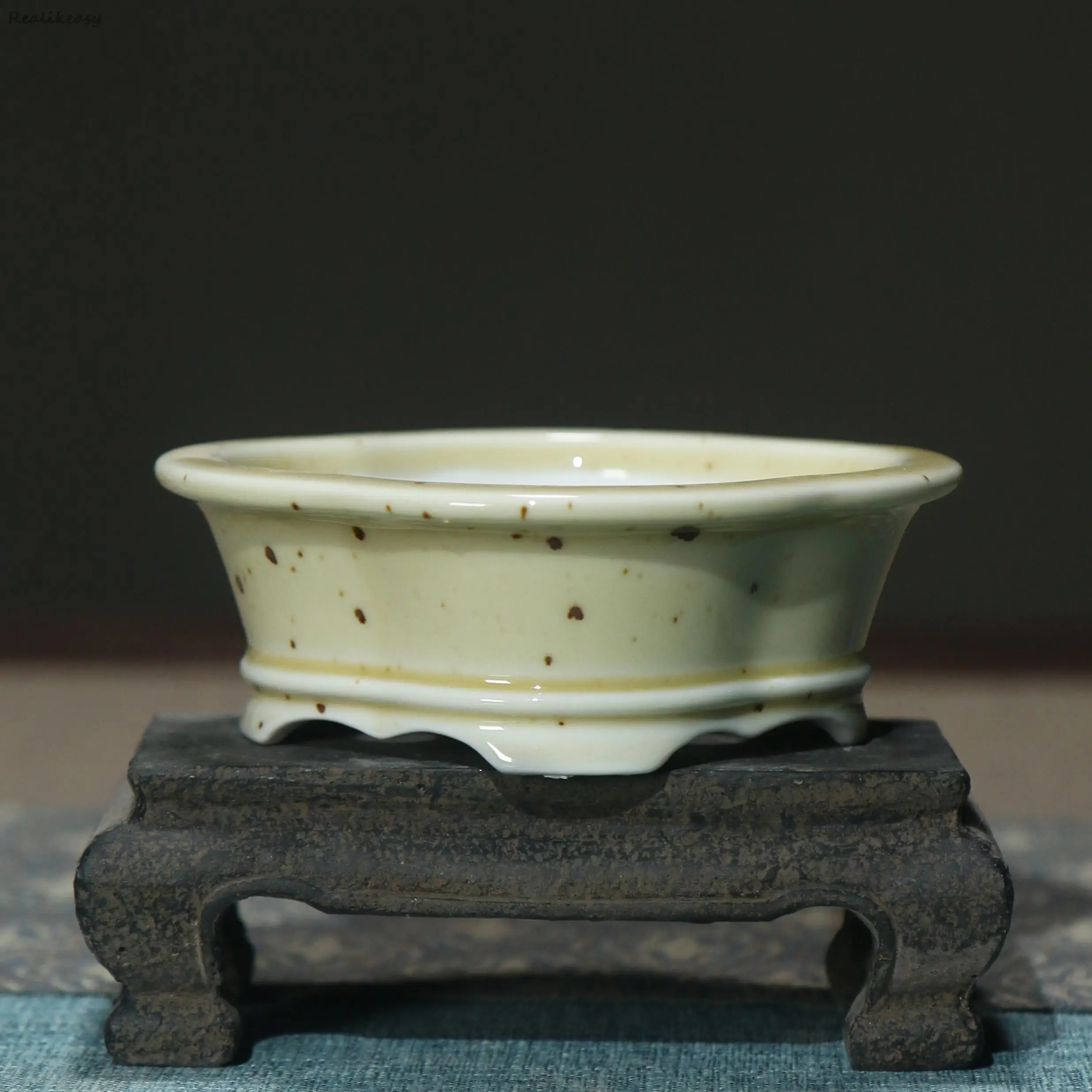 Creative Purple Sand Flower Pot Glazed Ceramic Bonsai Pot Small Flower Pot Japanese Succulent Flower Pot Home Decoration LE659