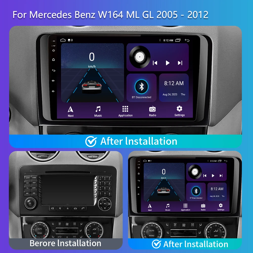 2Din Android 13 For Mercedes Benz ML GL W164 ML350 ML500 GL320 X164 ML280 GL350 GL450 Car Radio Multimedia Stereo Carplay audio