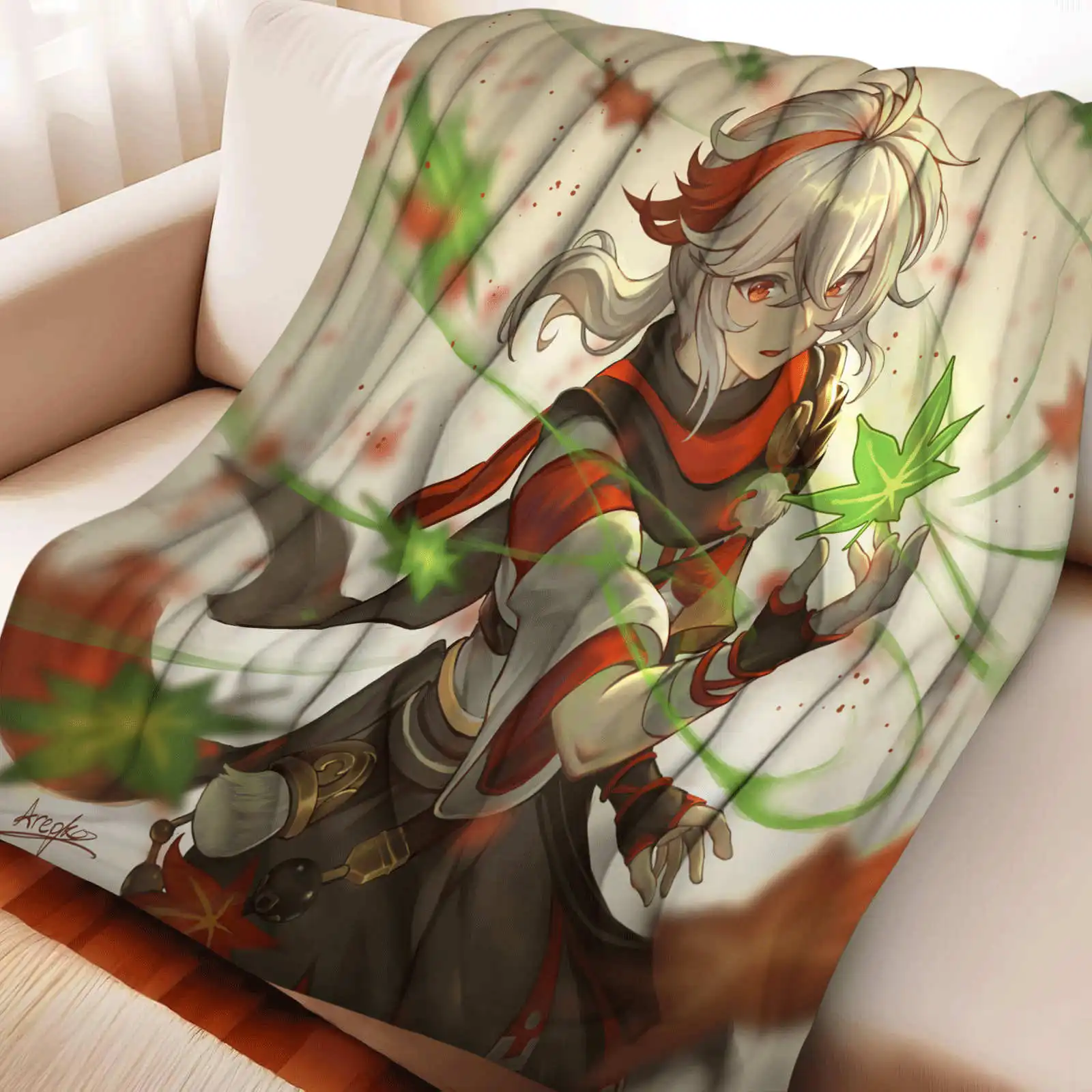 Genshin Impact Maple Ten Thousand Leaves Soft Flannel Blanket Funny Game Theme Warm Throw Blanket For Living Room,Home Decor