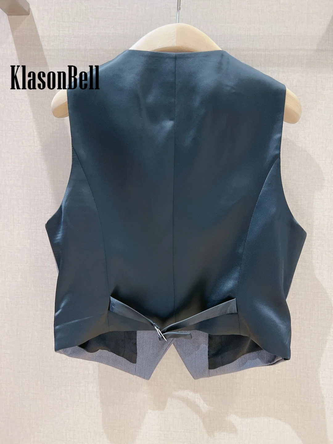 8.27 KlasonBell-Women Temperament Double Breasted Blazer Or V-Neck Vest Or Ribbon Feather Long Sleeve Blouse Or Midi Skirt Set