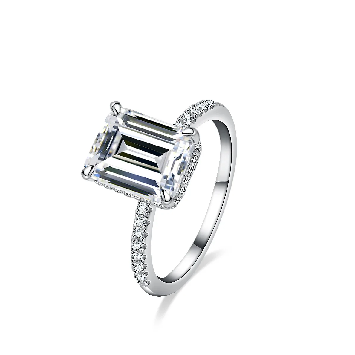 

4-carat 18K Gold Moissanite Ring for Women, Luxurious Setting with Irregular Emerald Green Rectangular Platinum PT950 Accessory