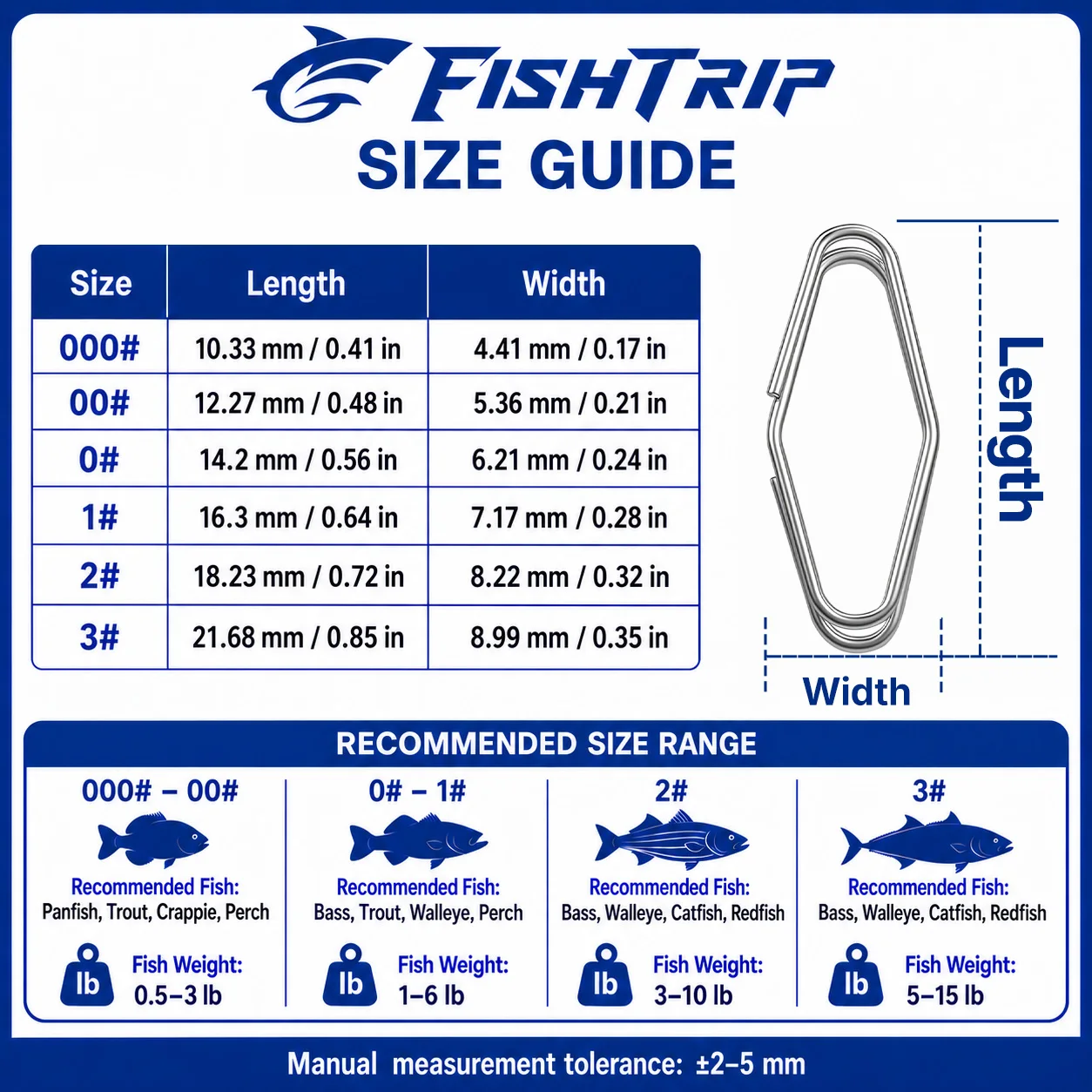 FishTrip 50-100Pcs Quick Change Interlock Fishing Snap Stainless Steel Lure Connector Clips Saltwater Fishing Tackle