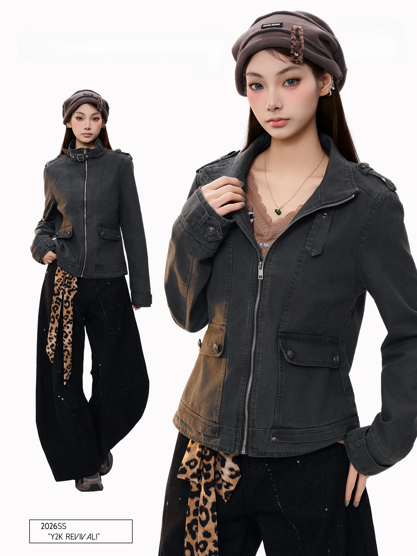 

Женская джинсовая куртка PBB в американском ретро-стиле с воротником-стойкой, ветрозащитная, с множеством карманов, рабочая, весенняя, теплая, из хлопка