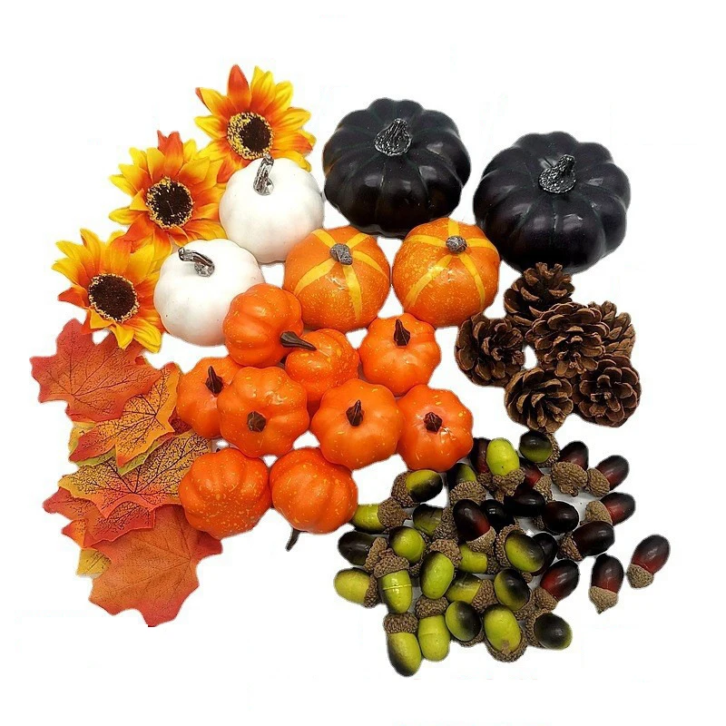 

1 Set Halloween Pumpkin Thanksgiving Artificial Vegetables Maple Leaf Autumn Harvest Pumpkin Props for Festive Party Decorations