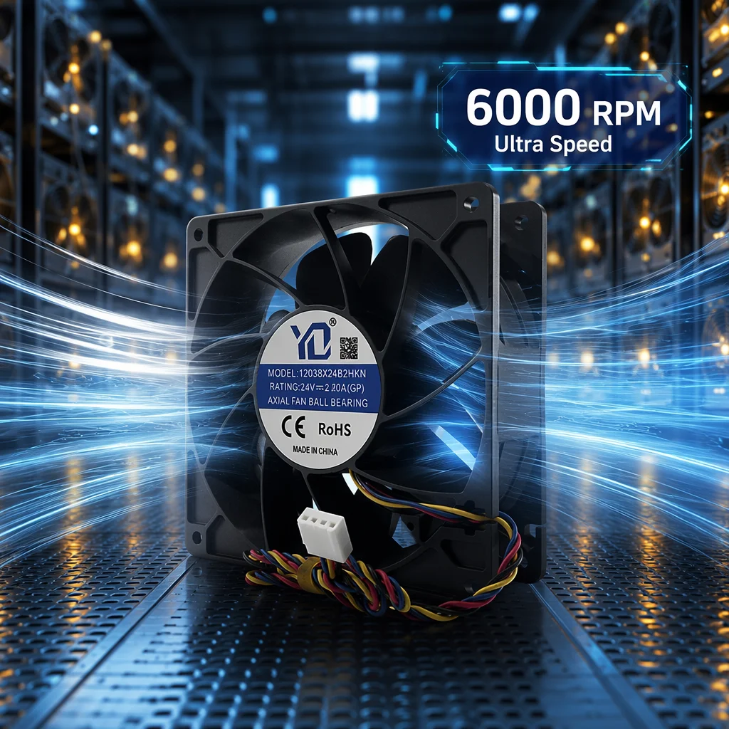 Stock Universal Asic Cooling Fan 6000RPM 230CFM 120mm DC Axial Fan Ball Bearing for Antminer S19 S21 L9 Crypto Miner