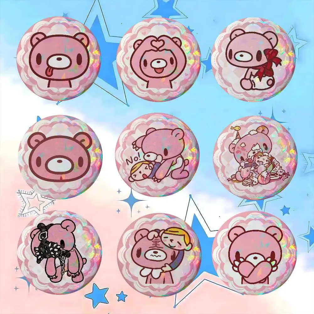Kawaii Pink Cartoon G-Gloomy Bear   Soft Button Pin Funny Silly Gnarpy On A Skateboard Meme Badge Gamer Collection Gifts