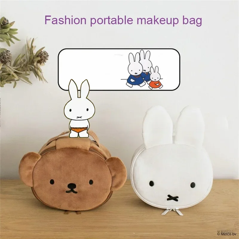 Miffys Little Bear Cartoon Plush Portable Makeup Bag Kawaii New Pattern Originality Multi Functional Fashion Sundry Storage Bag