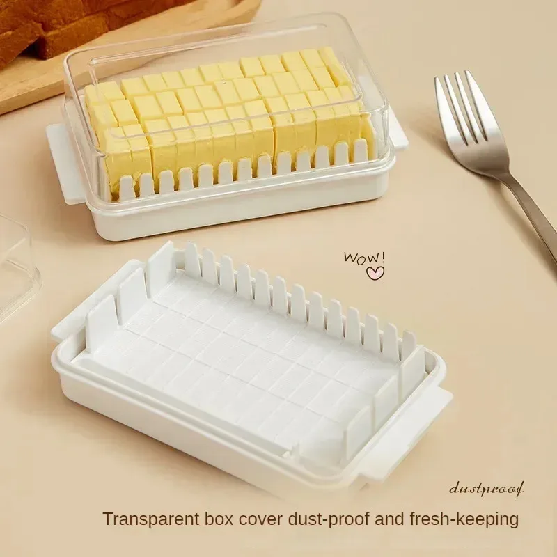 

Butter Cheese Storage Box with Removable Lid - Transpartition Cutting Partition Refrigerator Fresh-keeping Container