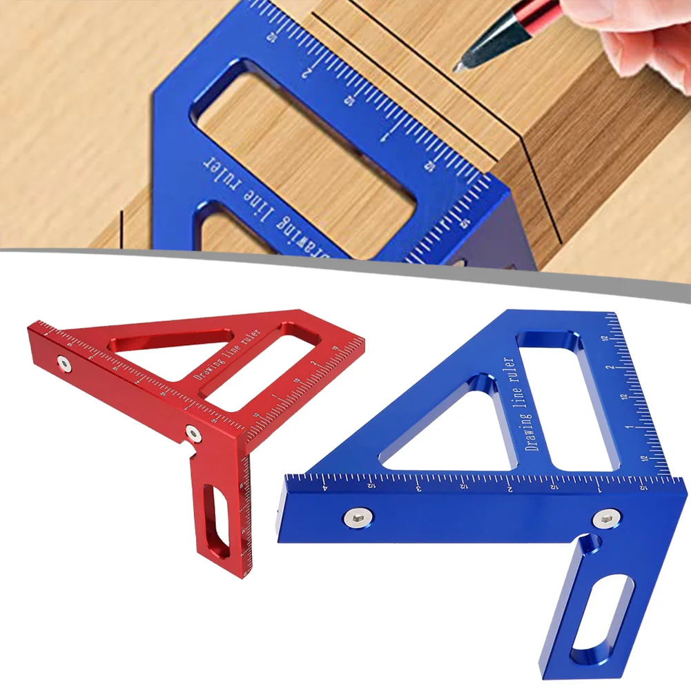 1pcs 45/90 Degree Woodworking Square Ruler 3D Multi Angle Measuring Ruler Square Hole Scribing Ruler Carpenter Tools Accessories