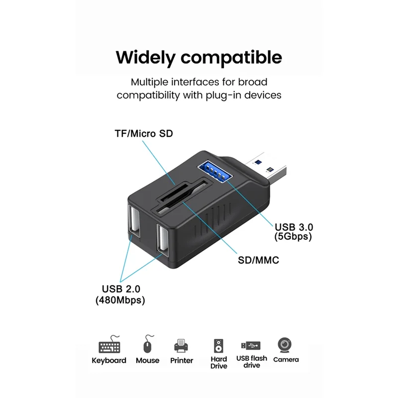 USB 3.0 OTG محول 6 في 1 قارئ بطاقات متعدد الوظائف للطابعة ماوس لوحة المفاتيح موسع SD TF