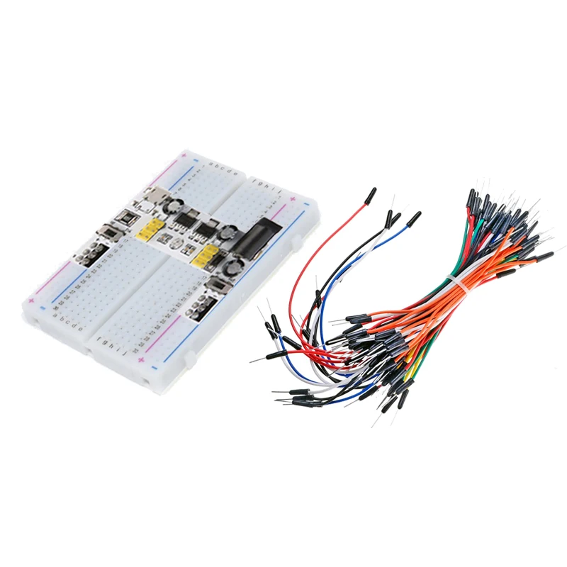 3.3V/5V MB102 Breadboard power module+ 400 points Solderless Prototype Bread board kit +65 Flexible jumper wires