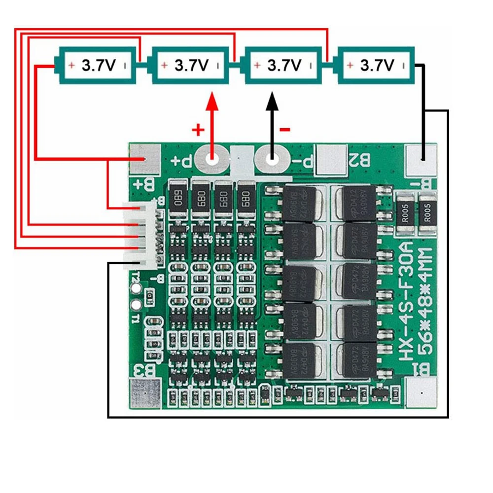 4S 30A 14.8V Li-ion Lithium 18650 Battery BMS Packs PCB Protection Board Balance Integrated Circuits Protection Board
