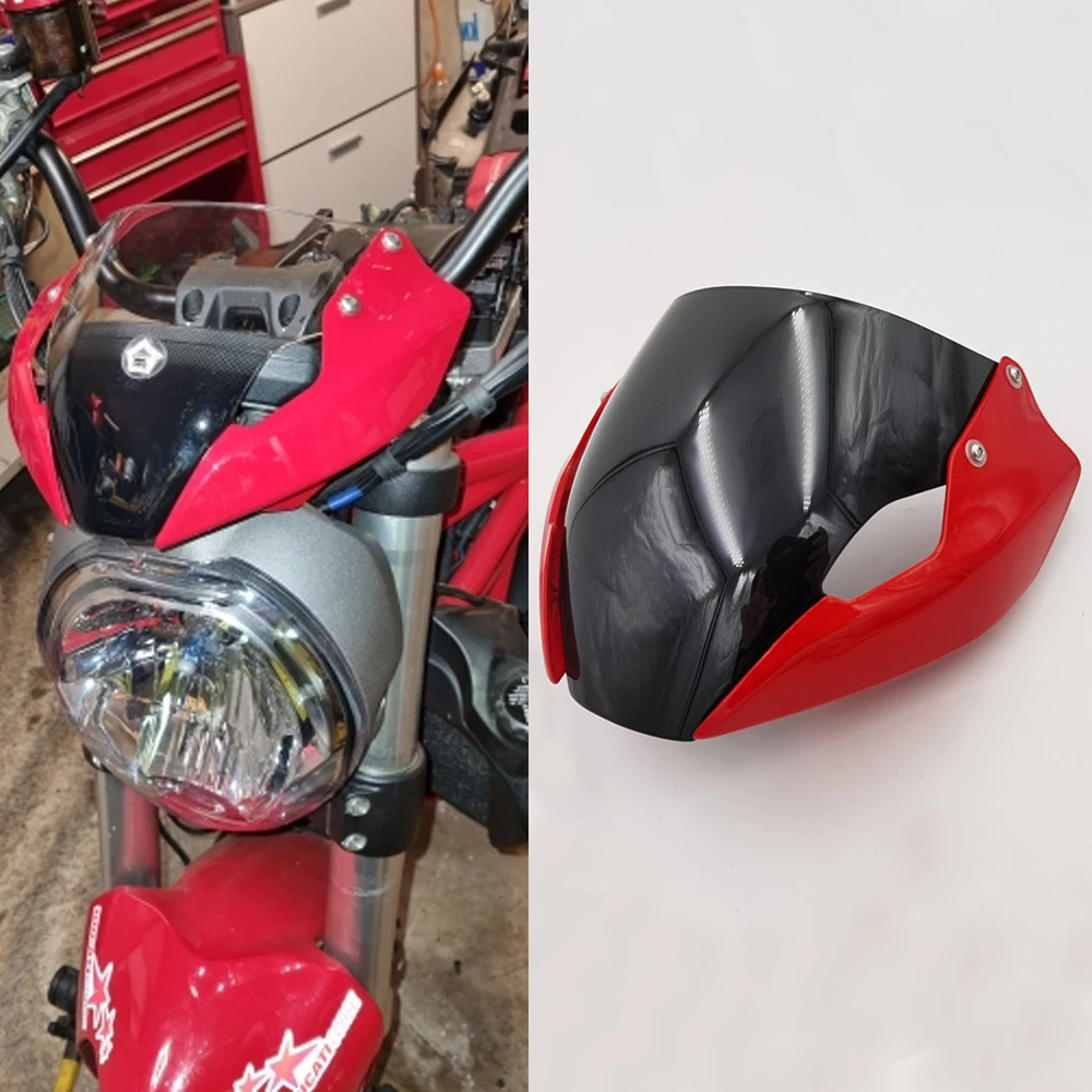 Motorbike Windshield Windscreen For Ducati Monster 797 1200S 2018 2019 2020 2021 2022 2023 2024 821 Head Cover Fairing Deflector