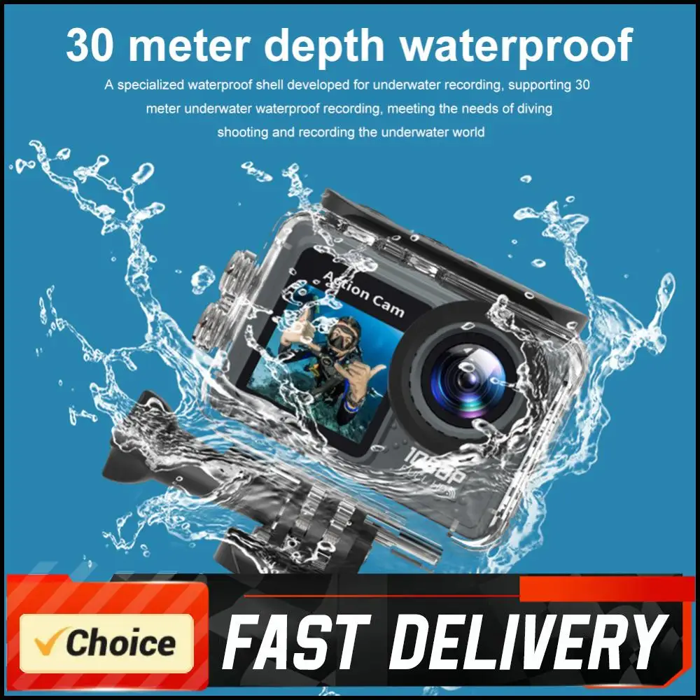 كاميرا مزدوجة الشاشة 1080P 30FPS مسجل فيديو للتمرين 120 ° كاميرا فيديو رياضية بزاوية واسعة مع مجموعة ملحقات #4