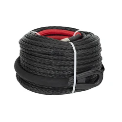 9/10mmx30m Winch Rope String Line Cable with Sheath Gray Synthetic Towing Rope Car Wash Maintenance String for ATV UTV Off-Road