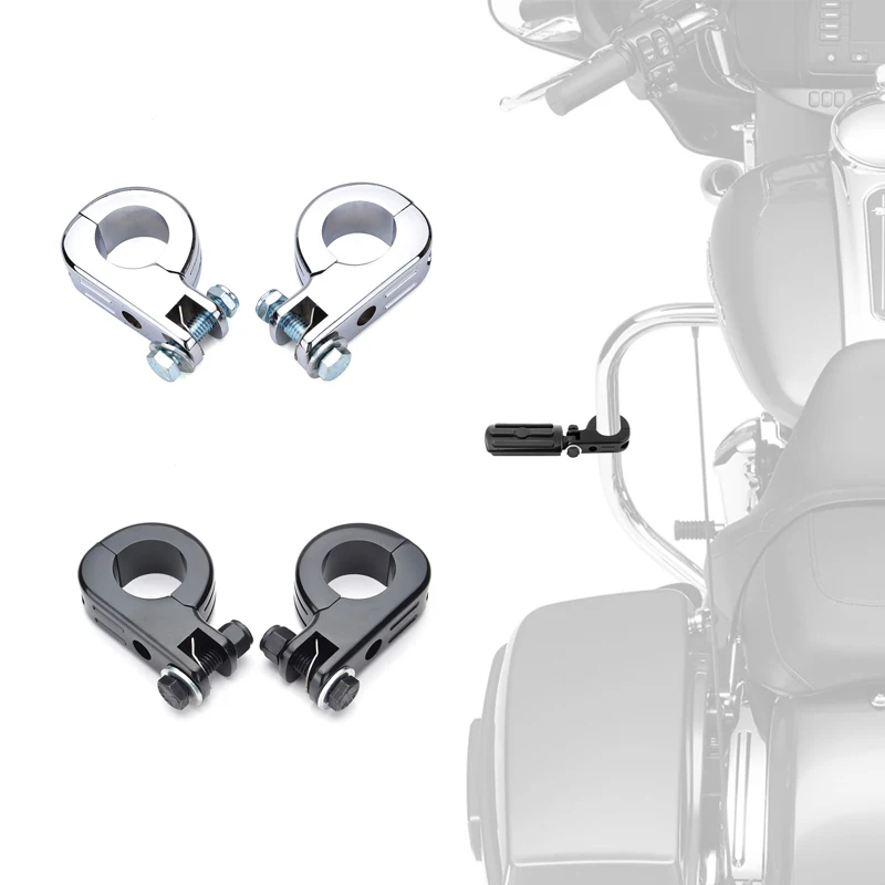 32mm Motorcycle Highway Footpegs Clamp Engine Guard Foot Rest 1-1/4