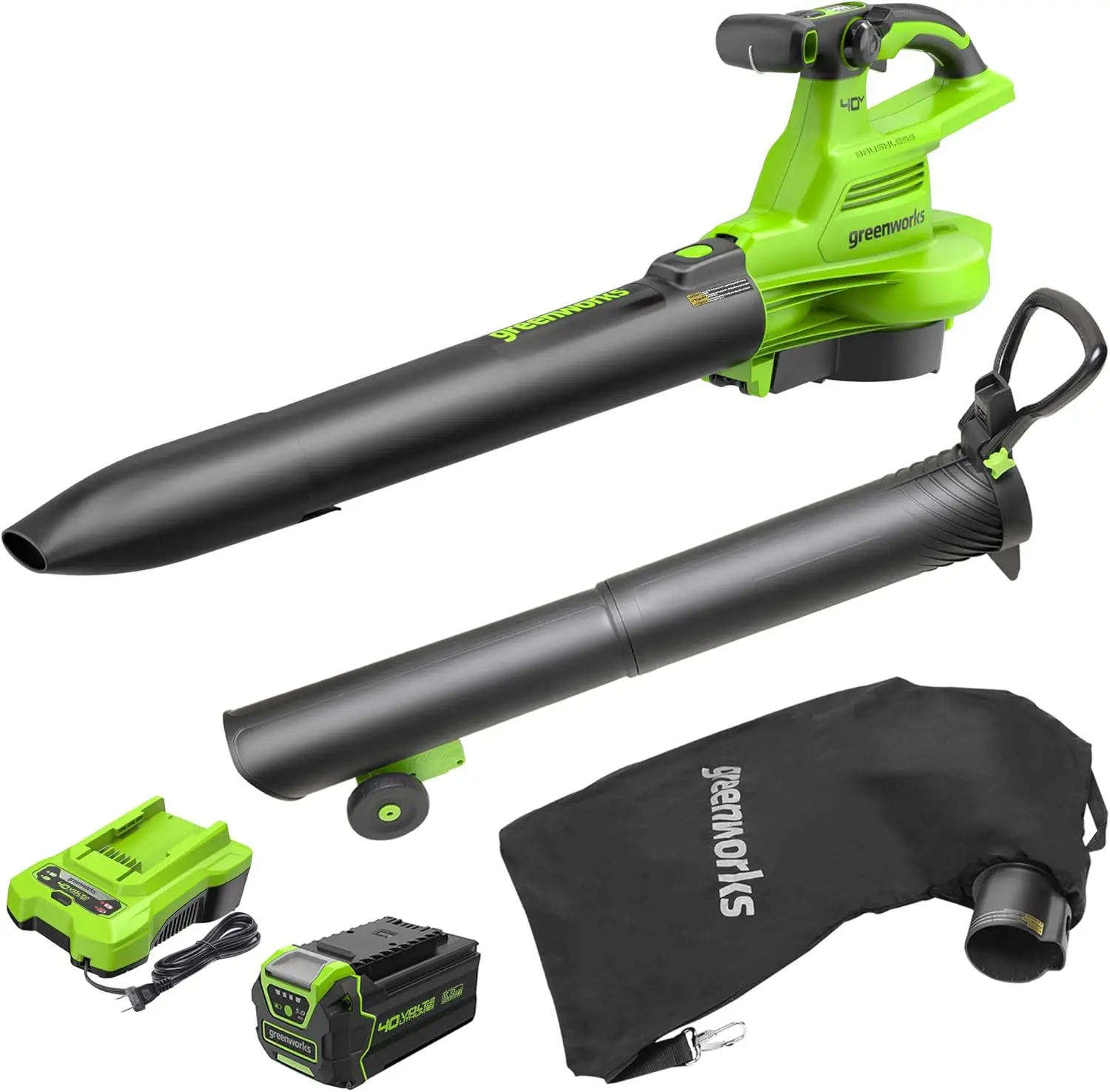 

40V (230 MPH / 505 CFM / 75+ Compatible Tools) Cordless Brushless Leaf Blower / Vacuum, 5.0Ah Battery and Charger Included