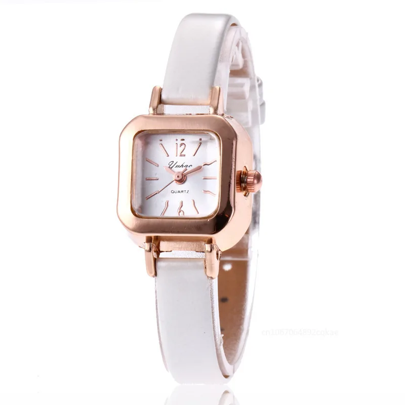 Vintage Elegant Female Quartz Wristwatches Simple Classic Women Small Square Dial Watch Leather Strap Casual Watches Reloj Mujer