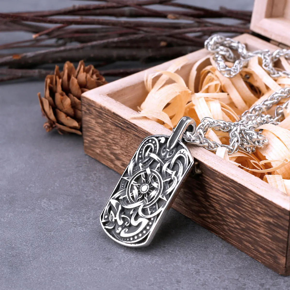 Stainless Steel Vikings Odin Celtic Knot Necklace for Men Hip Hop Pendant Necklace Keel Chain Creative Punk Amulet Male Jewelry