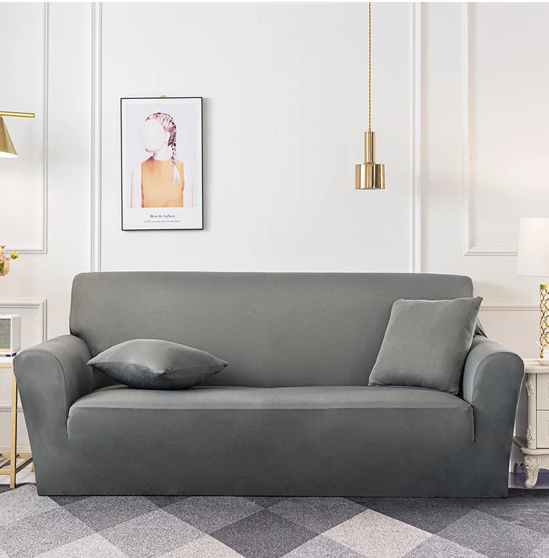 

Solid Color Sofa Covers for Living Room Elastic Corner Couch Cover All-Inclusive Plain Slipcovers Chair Protector 1/2/3/4 Seater