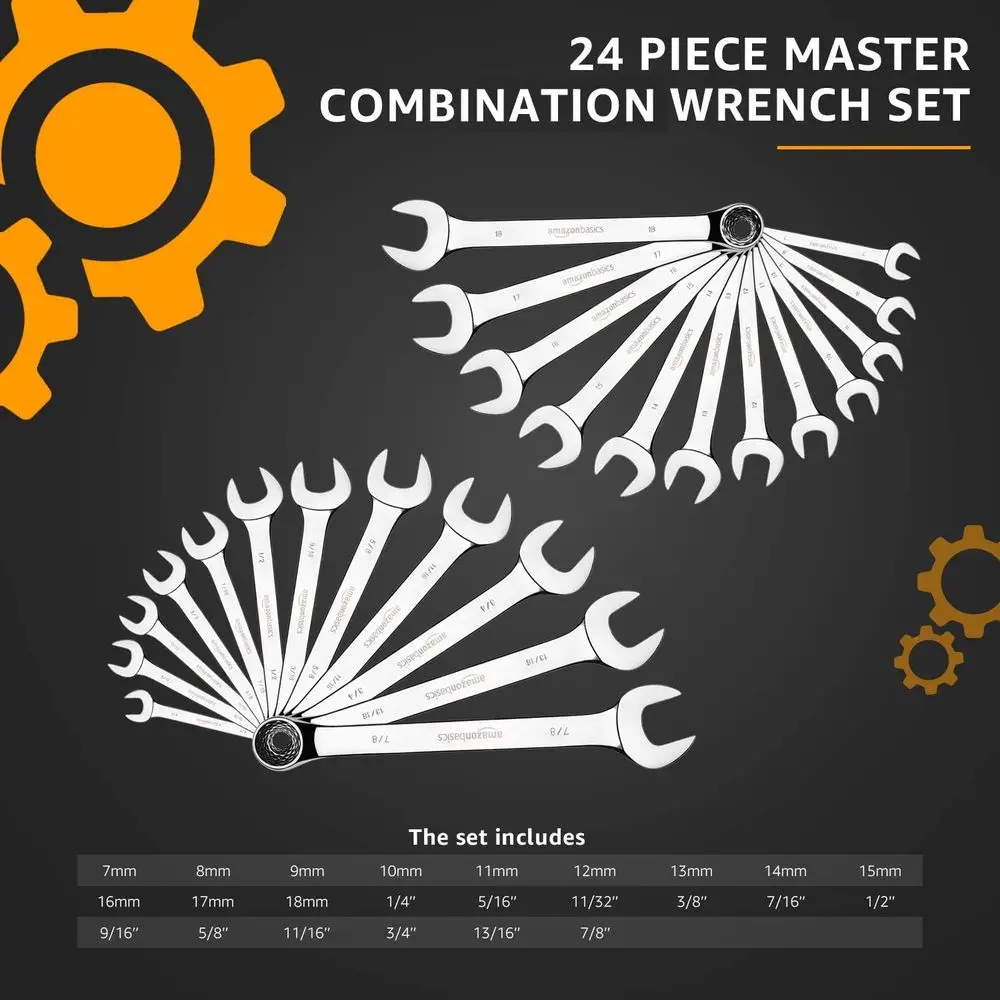 Combination Metric and SAE Wrench Sets, Set of 24