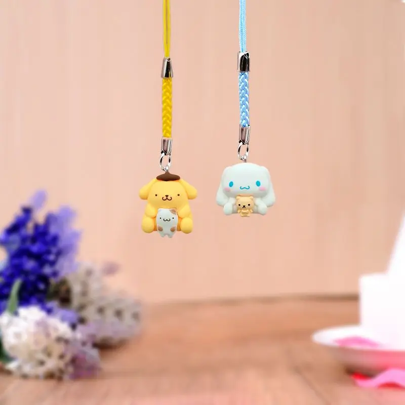 Sanrio Kuromi Mymelody Kuromi Purin Cinnamoroll Cartoon Anime Mobile Phone Pendant Jewelry Cute Lanyard Key Pendant Gift