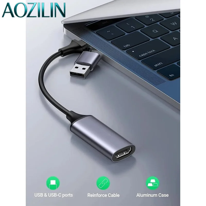 UGREEN Video Capture Card 4K HD-MI to USB-A/USB-C HD-MI Capture Card Full HD 1080P USB 2.0 Capture Video and Audio Recording