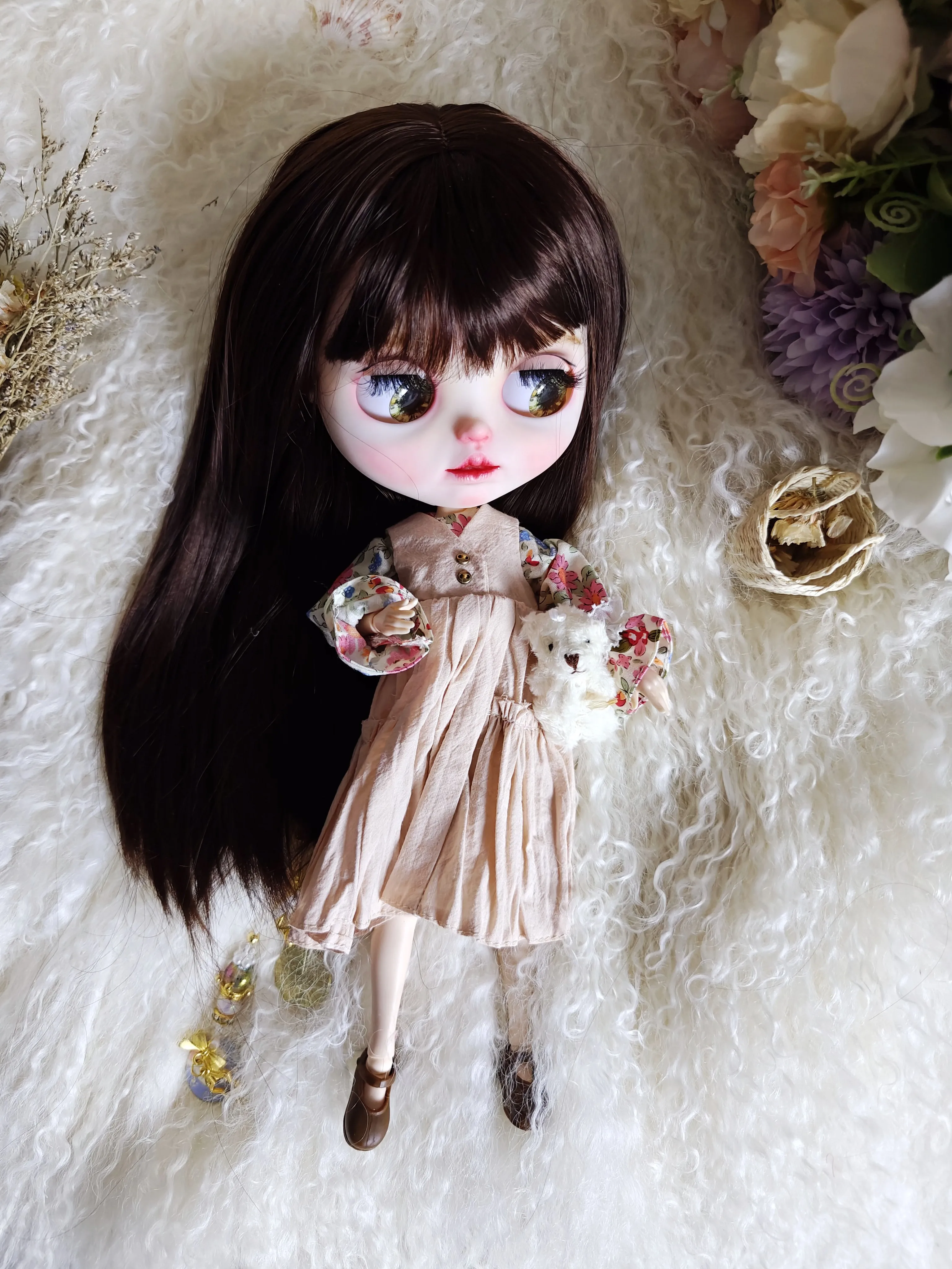 

Одежда для куклы blythe, винтажное пасторальное платье разных цветов для кукол Ymy Licca Azones Ob24 Ob22, аксессуары для кукол