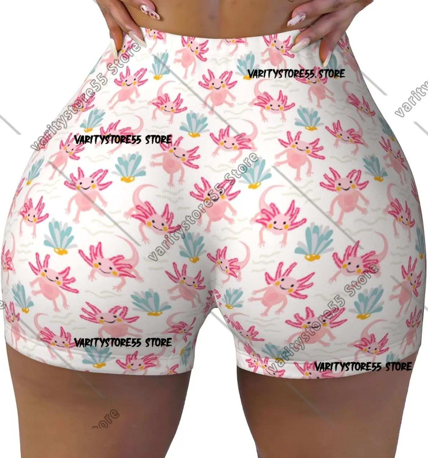 

Милые шорты для тренировок с принтом аксолотля для женщин, бесшовные мягкие гладкие шорты для занятий йогой в тренажерном зале, активные шорты