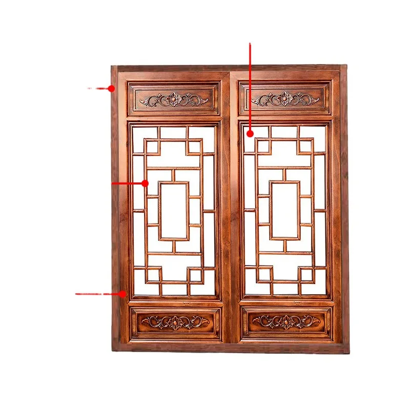 Wood carving antique partition tenon and mortise structure solid wood doors and windows old-fashioned solid wood windows