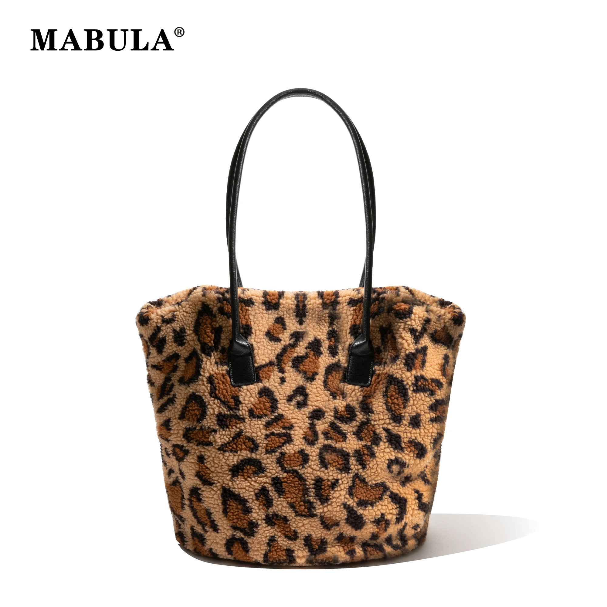 MABULA Winter Plush Small Tote Bag Casual Handbag Large Capacity Soft Autumn Tote Purse Shopping Bag Fluffy Shoulder Bags