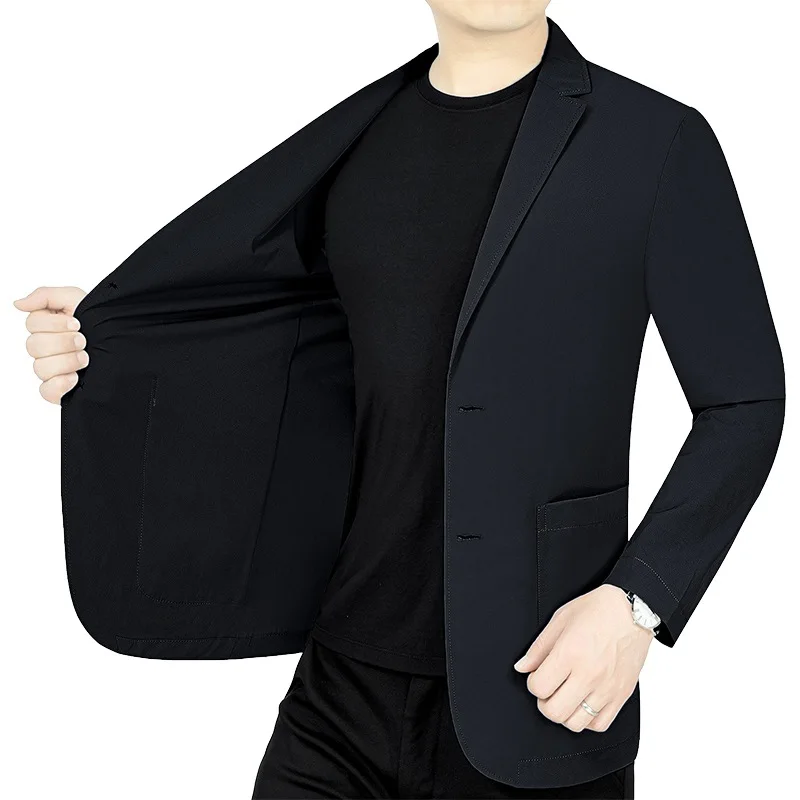 Veste de costume fine de haute qualité pour hommes, costume décontracté de bureau d'affaires pour jeunes, tondeuse de sport élastique, haut sans fer, automne 2025