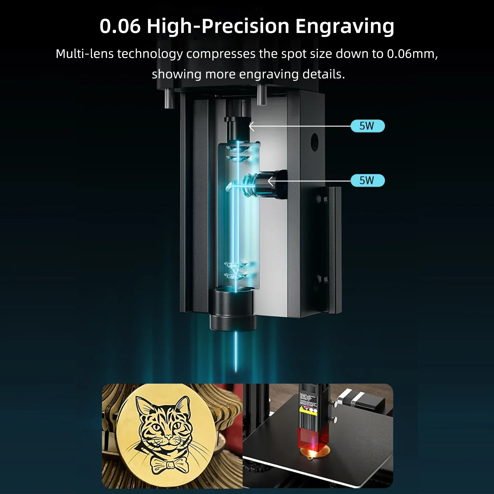 Zestaw modułów do grawerowania laserowego Creality 10W 5W 1.6W 0.06mm Części do precyzyjnych drukarek 3D do serii Ender 3 / Neo / S1 CR-10 Mini